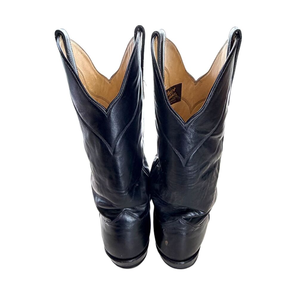 Tony Lama Western Boots Mens Size 10 Vintage Shoes Black Leather Roper 9717 USA - Picture 7 of 13